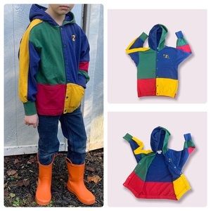 GYMBOREE | vintage Gymboree kids color block primary colors snap button jacket